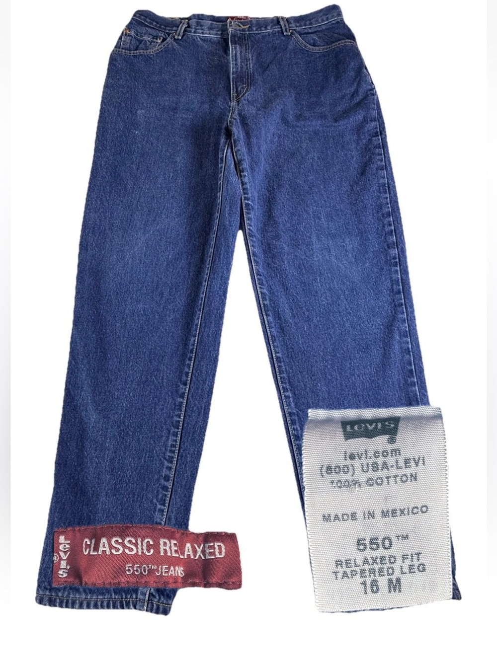 Y2K Levi’s 550 mom Jeans Women’s 16x30 Bright Blue Relaxed Fit Tapered high Rise